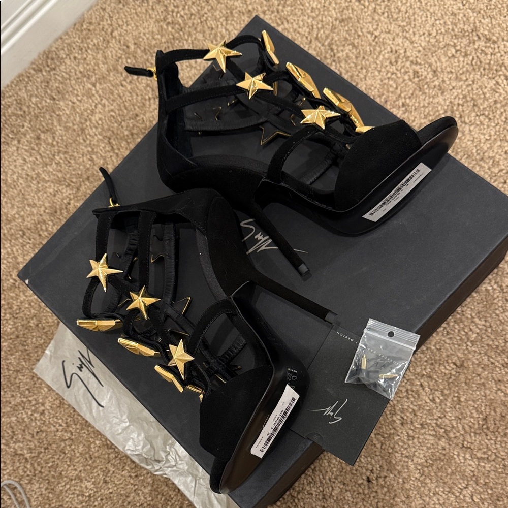 Giuseppe Zanotti Black Suede Star Heels | EU 37 | NEW | Iconic Design - Picture 6 of 12